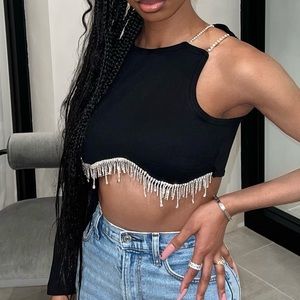Zara Rhinestone Fringe Top